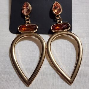 Paparazzi Gold Teardrop Earrings with Orange Gems